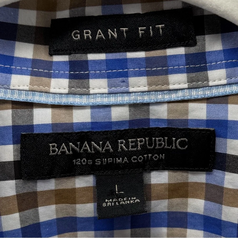 Banana Republic Supima Cotton Grant Fit Check Plaid Button-Up Shirt, Men's Large